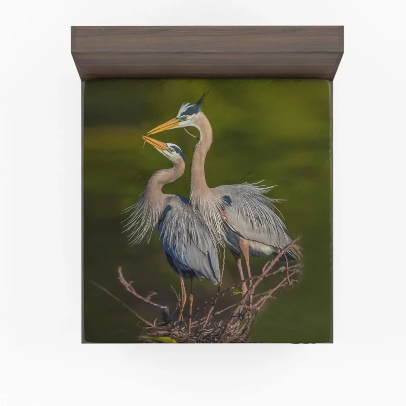 Blue Herons in Flight Waterside Elegance Fitted Sheet 1