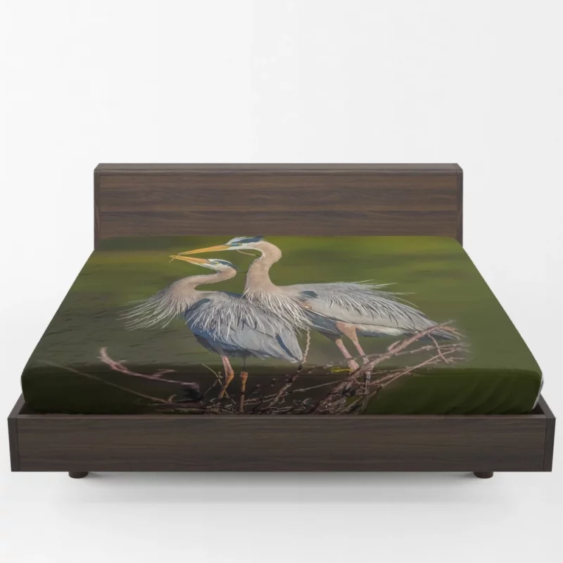 Blue Herons in Flight Waterside Elegance Fitted Sheet