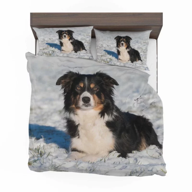 Border Collie Amidst Snow Winter Whimsy Bedding Set 1