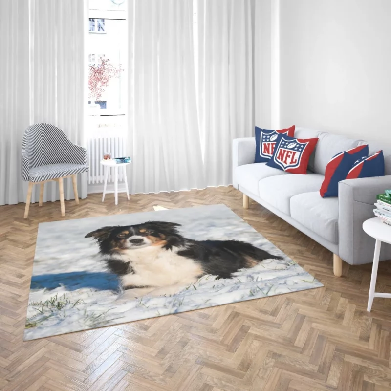 Border Collie Amidst Snow Winter Whimsy Rug 2