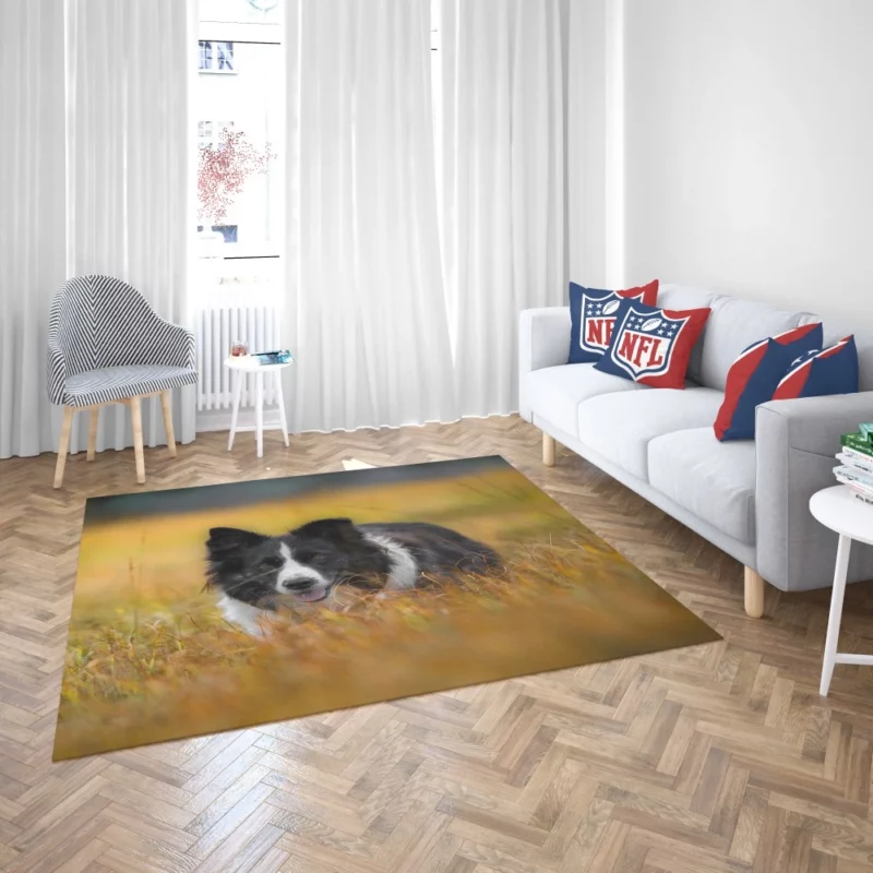 Border Collie Autumn Meadow Run Rug 2