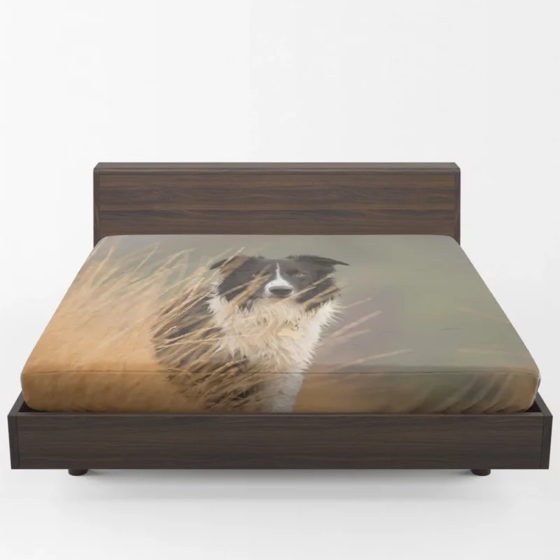 Border Collie Joyful Lakeside Romp Fitted Sheet