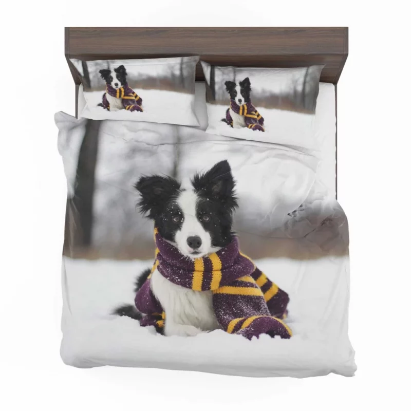 Border Collie Winter Elegance Bedding Set 1