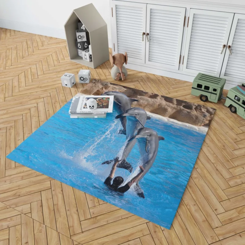 Bottlenose Dolphins Playful Dance Rug 1