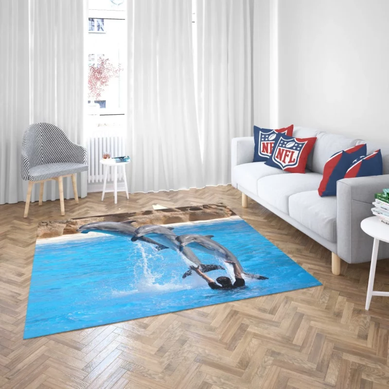 Bottlenose Dolphins Playful Dance Rug 2