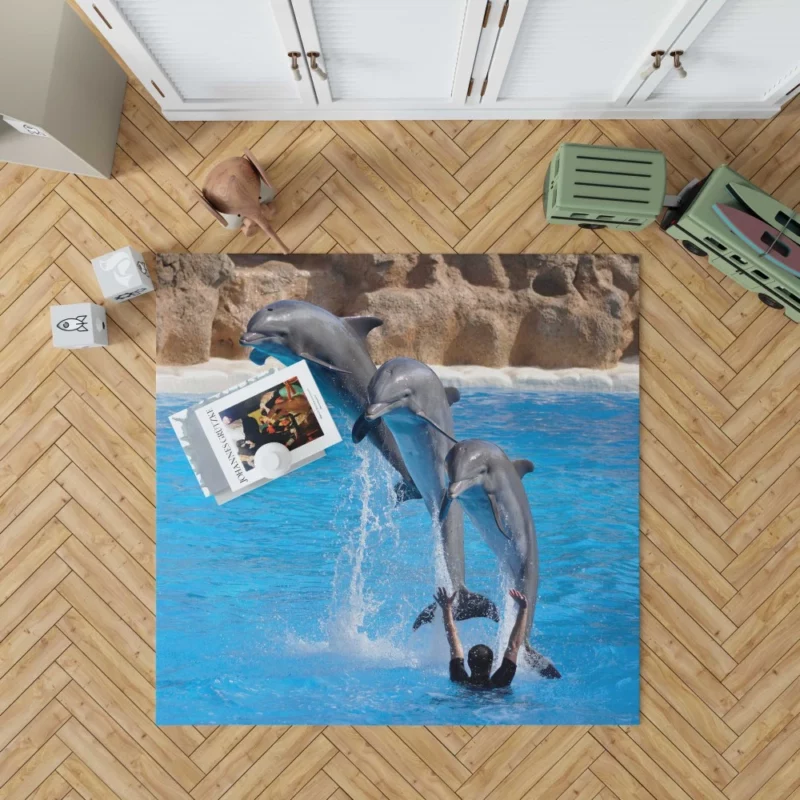 Bottlenose Dolphins Playful Dance Rug