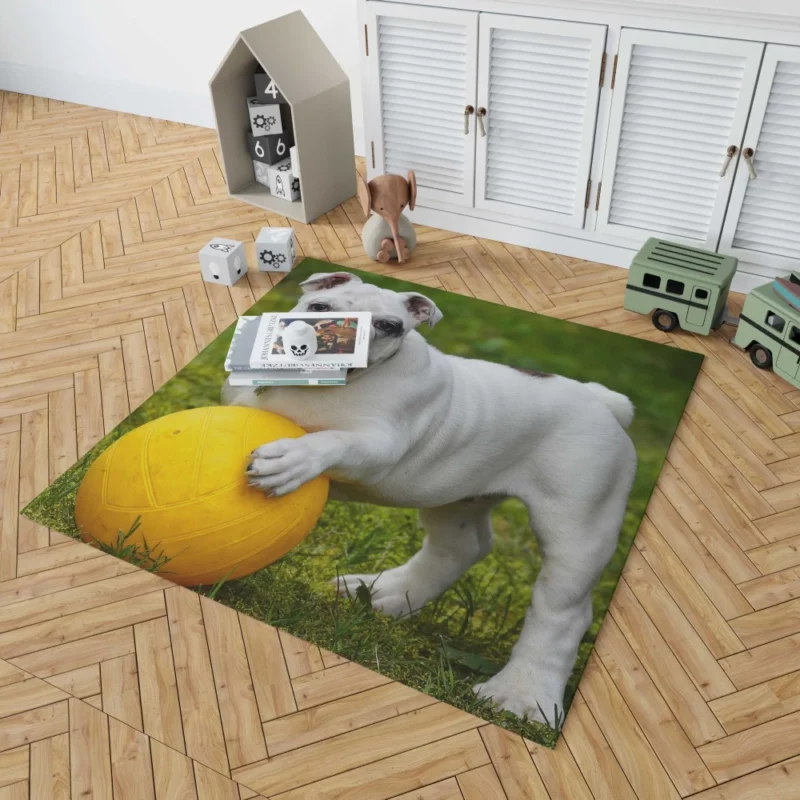 Bulldog Ball Game Playful Enthusiasm Rug 1