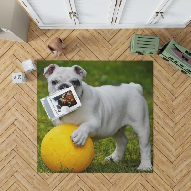 Bulldog Ball Game Playful Enthusiasm Rug