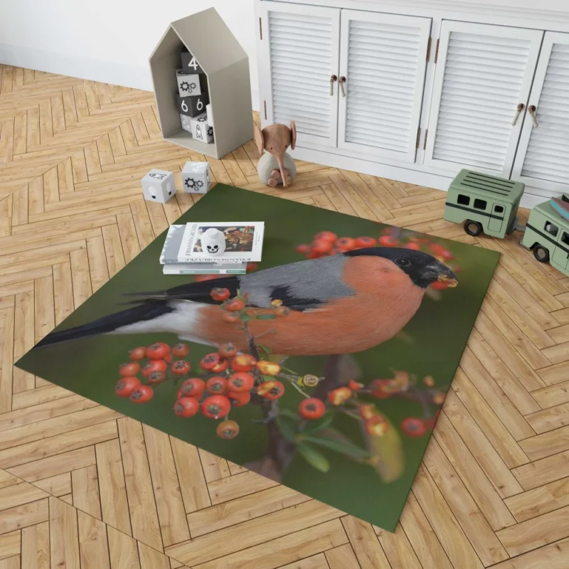 Bullfinch Berry Feast Colorful Delight Rug 1