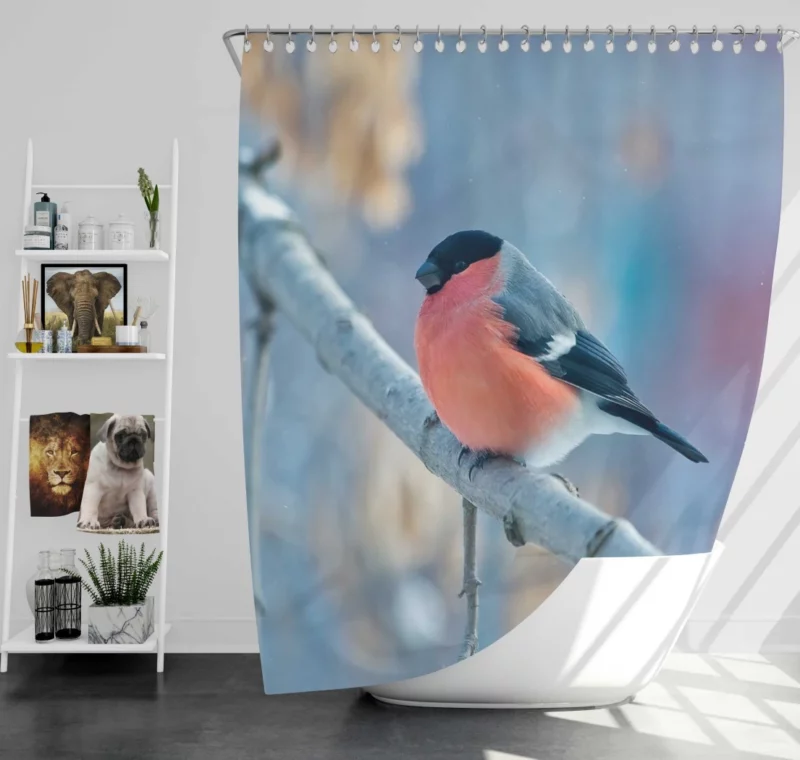 Bullfinch Winter Feast Berry Delight Shower Curtain