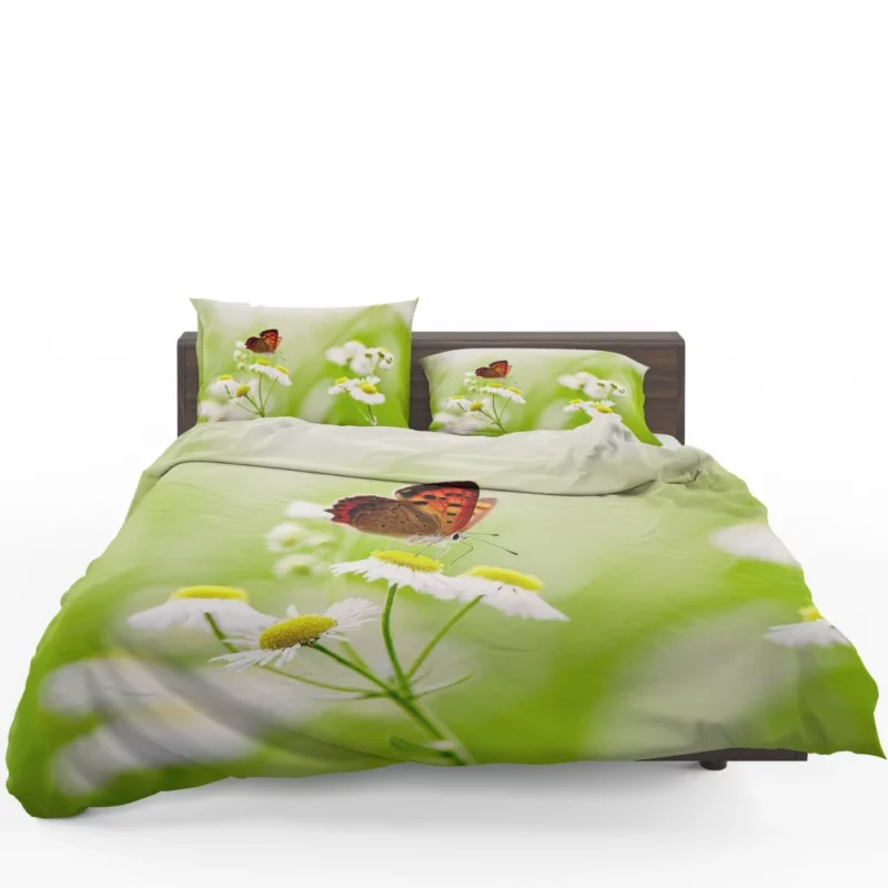 Butterfly Alighting on White Daisies Bedding Set