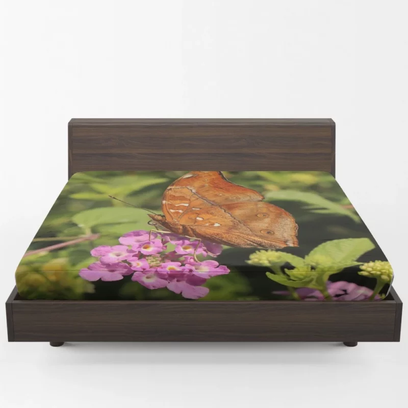 Butterfly Amidst Autumn Floral Beauty Fitted Sheet