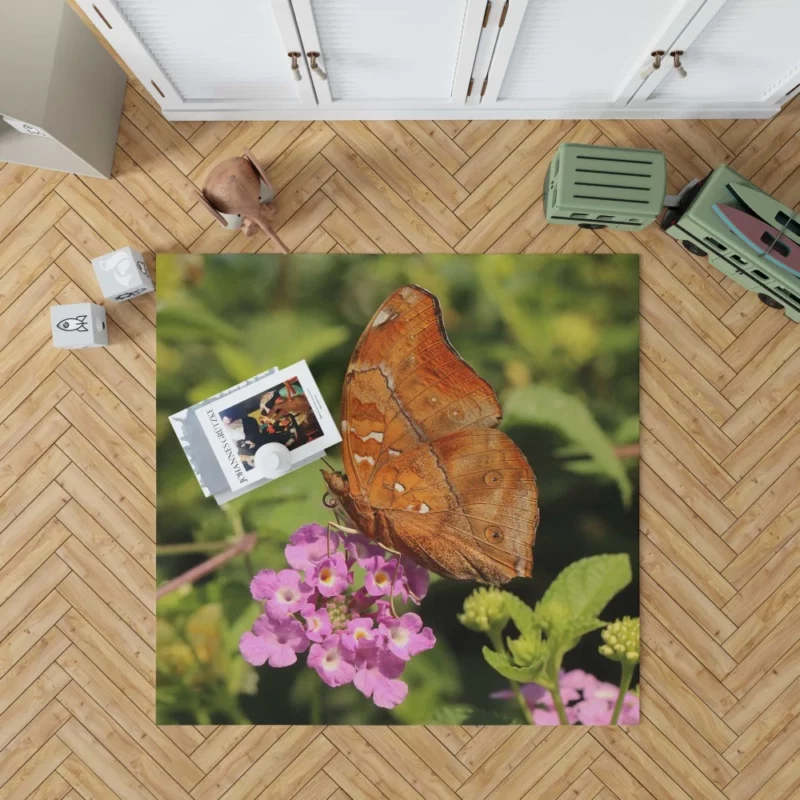 Butterfly Amidst Autumn Floral Beauty Rug