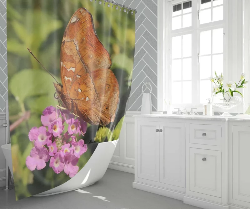 Butterfly Amidst Autumn Floral Beauty Shower Curtain 1