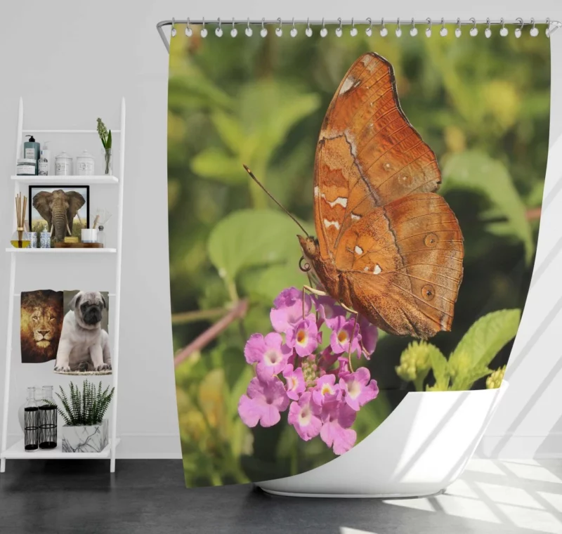 Butterfly Amidst Autumn Floral Beauty Shower Curtain