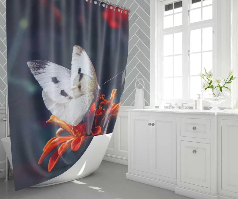 Butterfly Amidst Orange Blooms Natural Beauty Shower Curtain 1