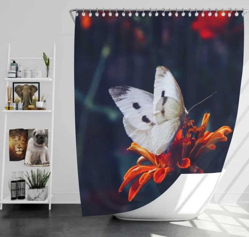 Butterfly Amidst Orange Blooms Natural Beauty Shower Curtain