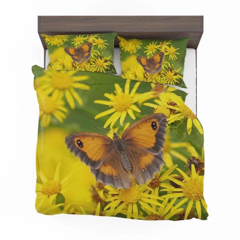 Butterfly Amidst Yellow Flowers Nature Symphony Bedding Set 1