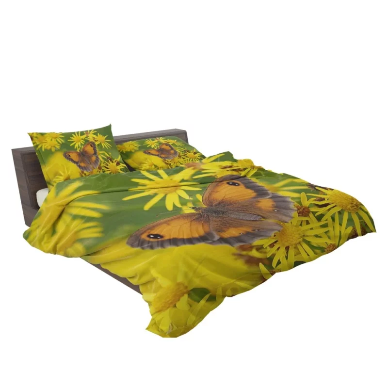 Butterfly Amidst Yellow Flowers Nature Symphony Bedding Set 2