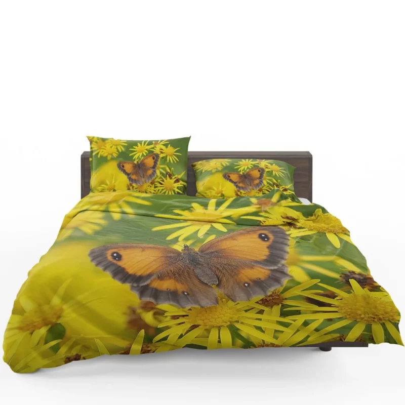 Butterfly Amidst Yellow Flowers Nature Symphony Bedding Set