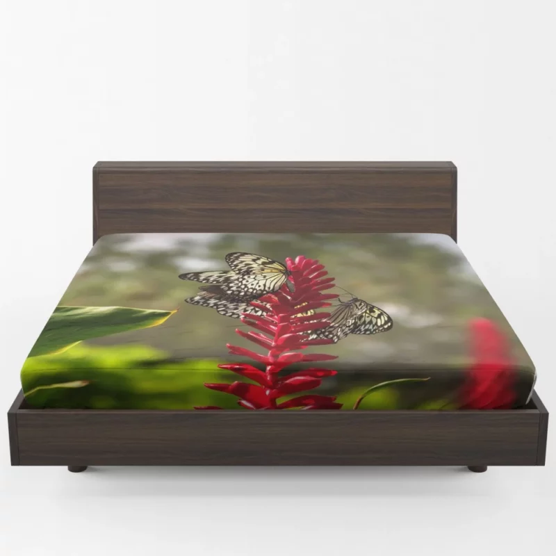 Butterfly Among Flowers Fitted Sheet