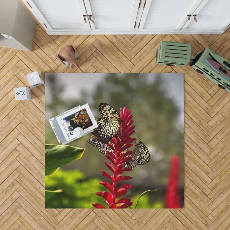 Butterfly Among Flowers Rug