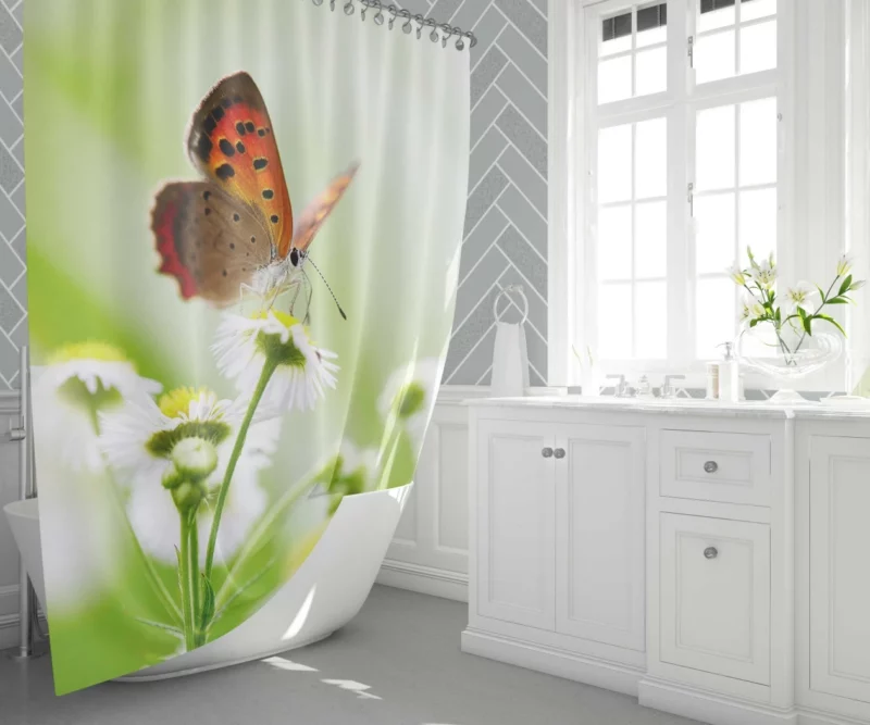 Butterfly Delicate Elegance Floral Intrigue Shower Curtain 1