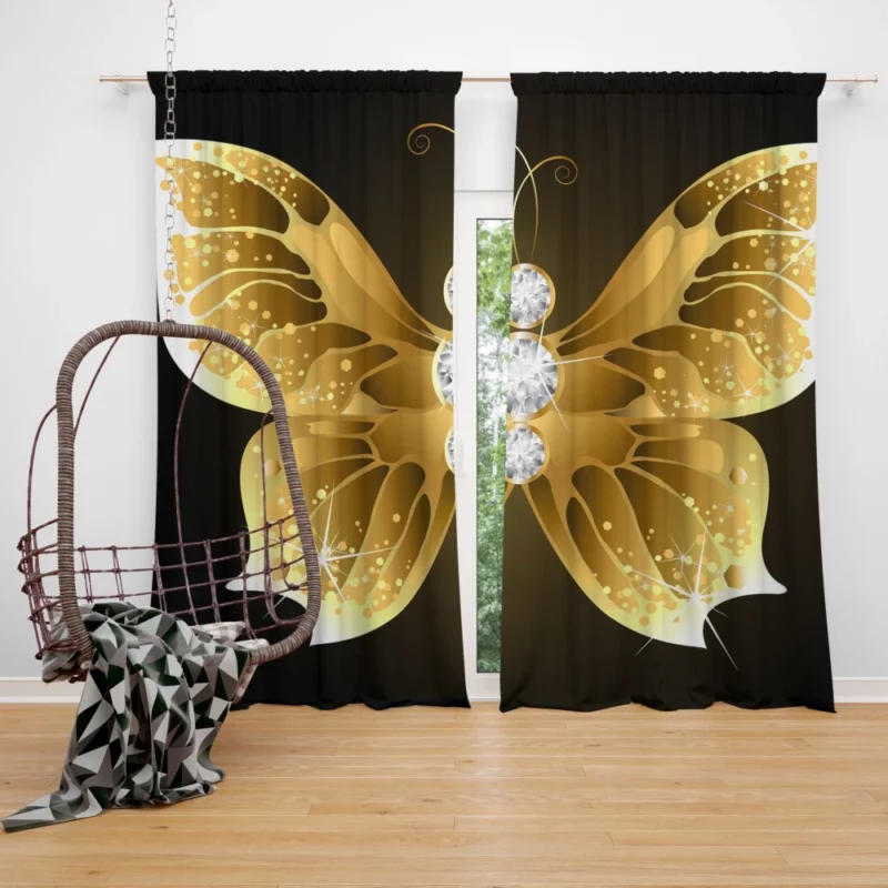 Butterfly Diamond Dance Nature Sparkle Curtain