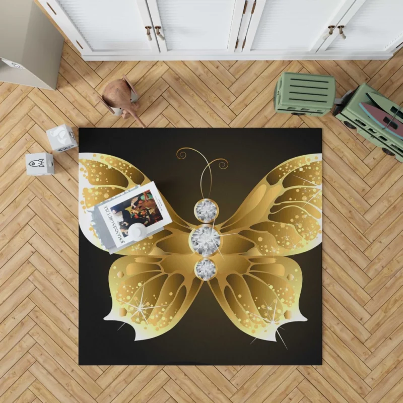 Butterfly Diamond Dance Nature Sparkle Rug