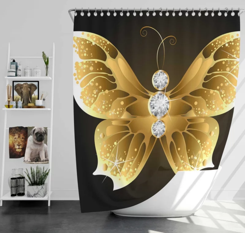 Butterfly Diamond Dance Nature Sparkle Shower Curtain