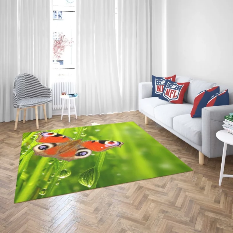 Butterfly Drops on Spring Green Leaves Rug 2