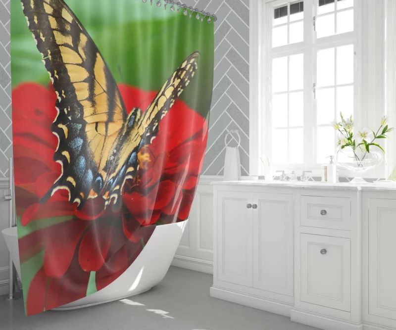 Butterfly Floral Dance Vibrant Elegance Shower Curtain 1