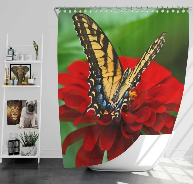 Butterfly Floral Dance Vibrant Elegance Shower Curtain