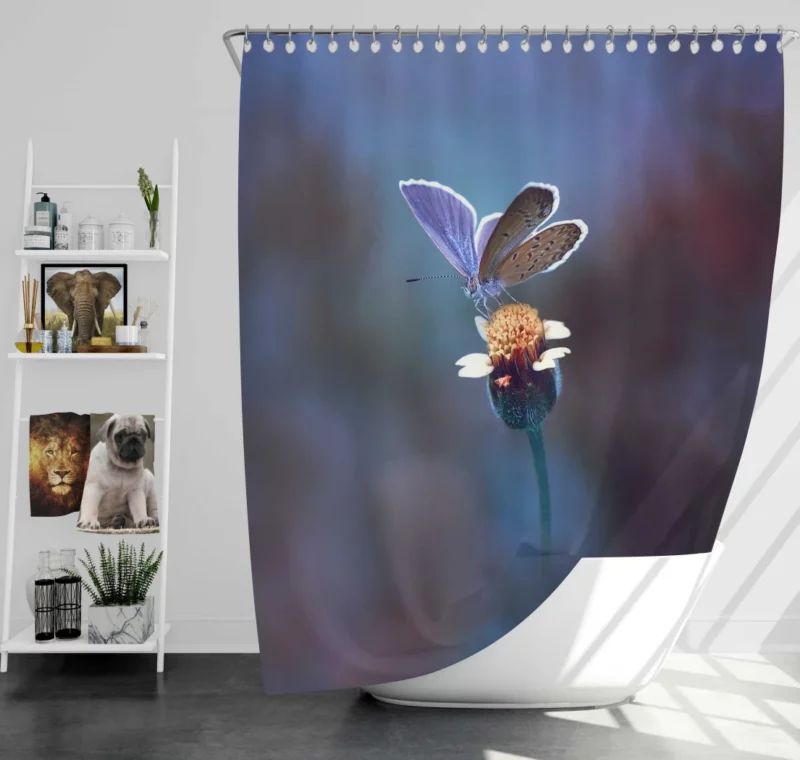 Butterfly and Yellow Flower Macro Delights Shower Curtain