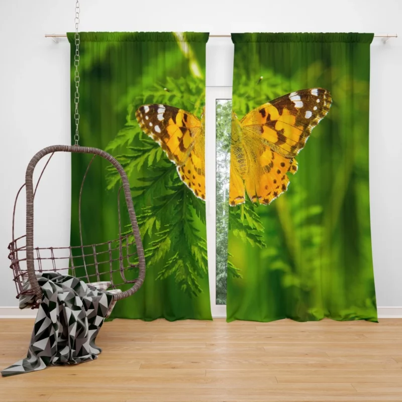 Butterfly on Green Leaf Natural Beauty Curtain