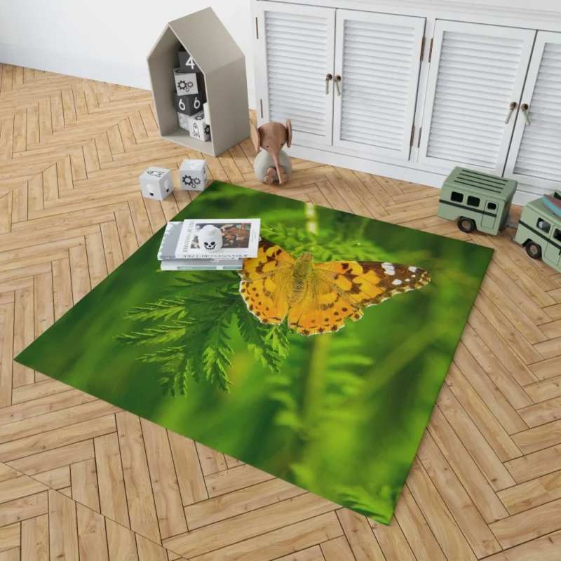 Butterfly on Green Leaf Natural Beauty Rug 1