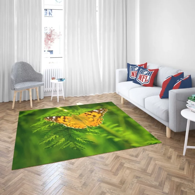 Butterfly on Green Leaf Natural Beauty Rug 2