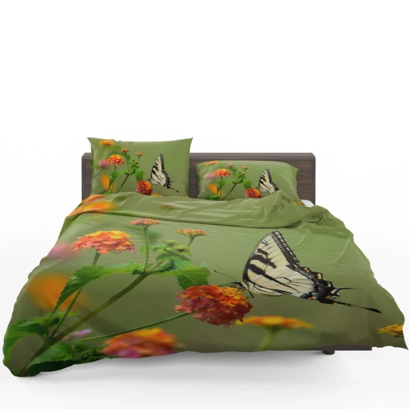 Butterfly on Orange Bloom Vivid Beauty Bedding Set