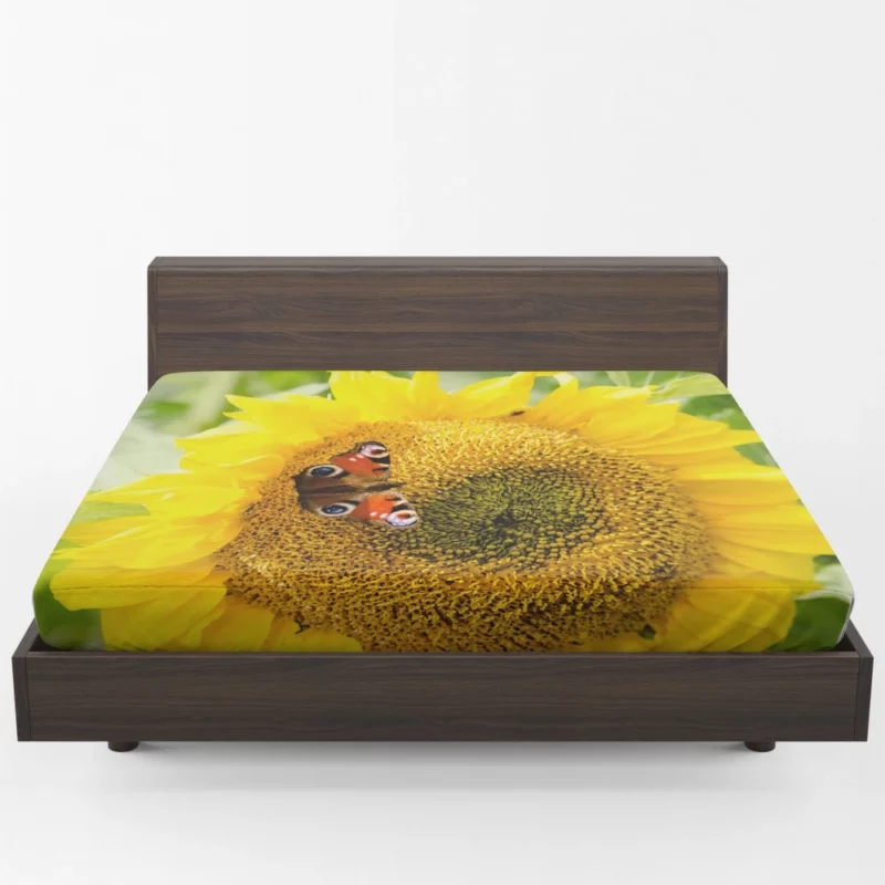 Butterfly on Sunflower Nature Delight Fitted Sheet