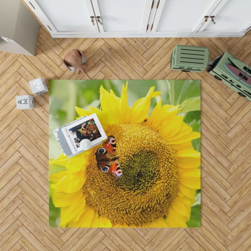 Butterfly on Sunflower Nature Delight Rug