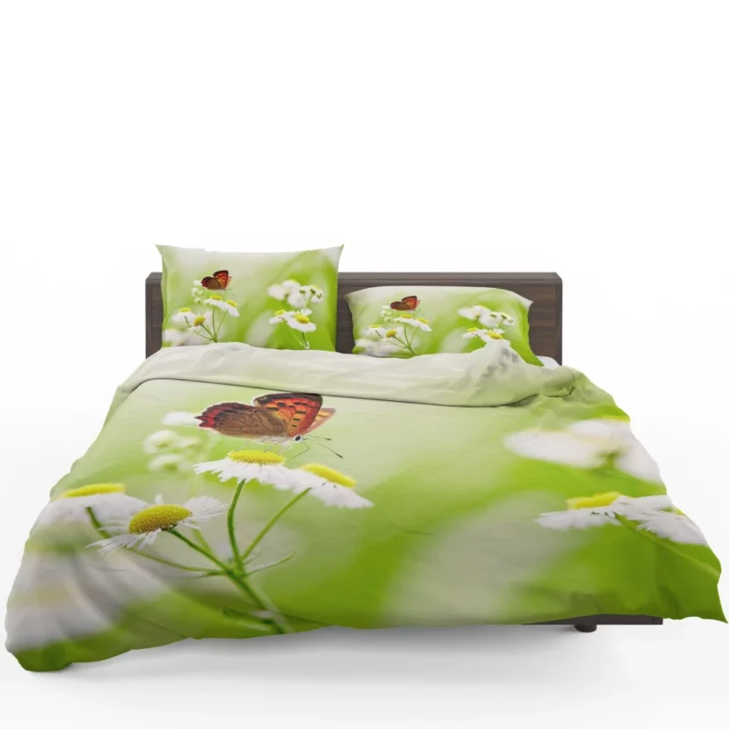 Butterfly on White Flower Delicate Elegance Bedding Set