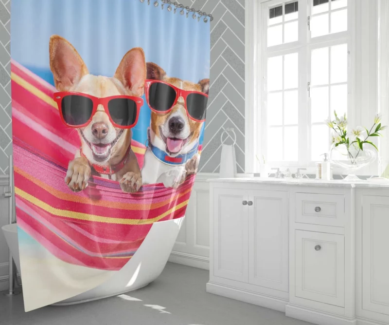 Canine Companions Hammock Relaxation Shower Curtain 1