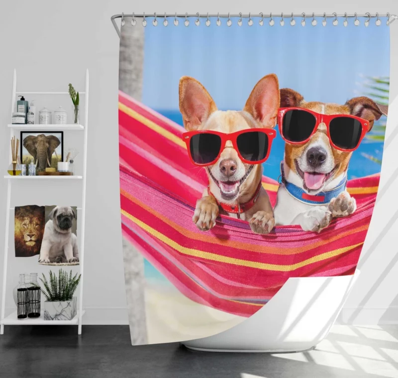 Canine Companions Hammock Relaxation Shower Curtain