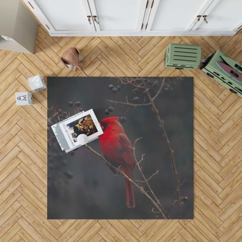 Cardinal Vibrant Plumage Red Beauty Rug