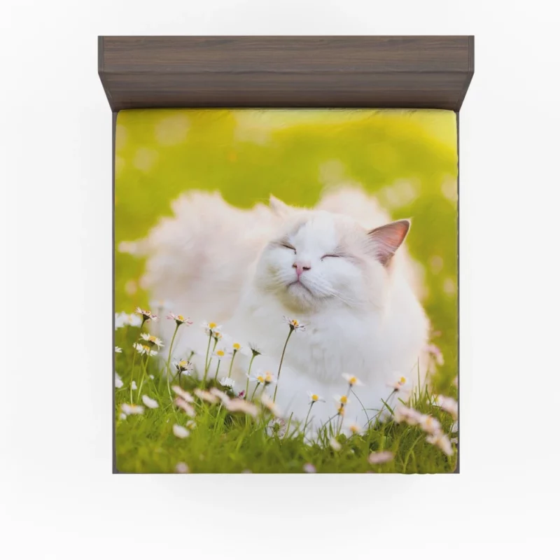 Cat Among Flowers Nature Curiosity Fitted Sheet 1