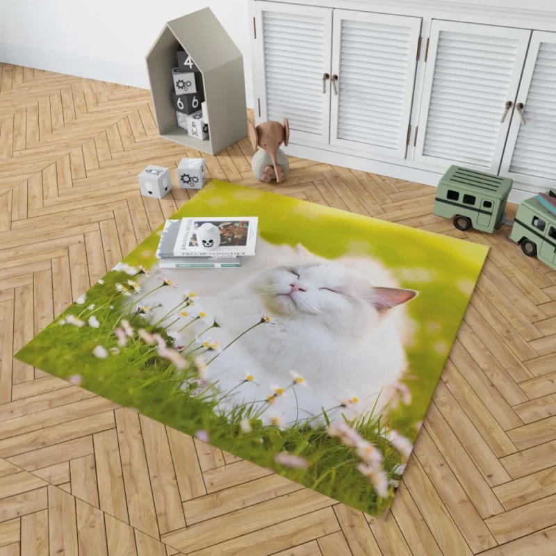 Cat Among Flowers Nature Curiosity Rug 1