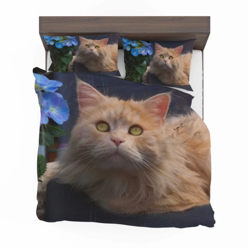 Cat Blue Flower Encounter Hydrangea Whimsy Bedding Set 1