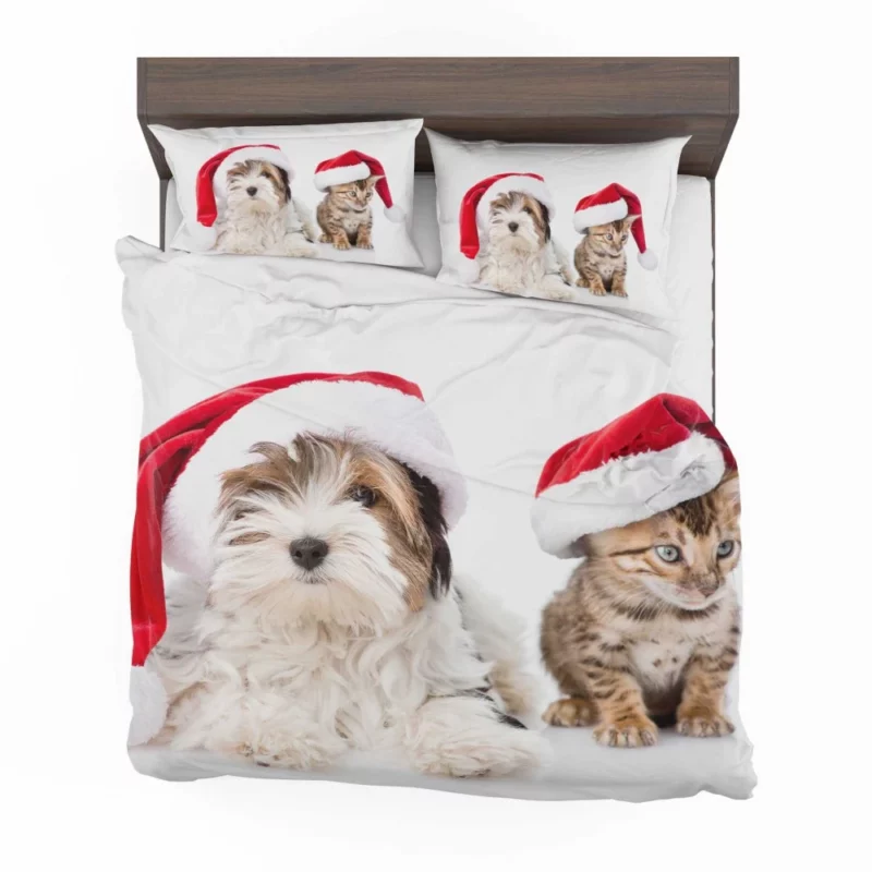 Cat & Dog Santa Playtime Festive Frolic Bedding Set 1