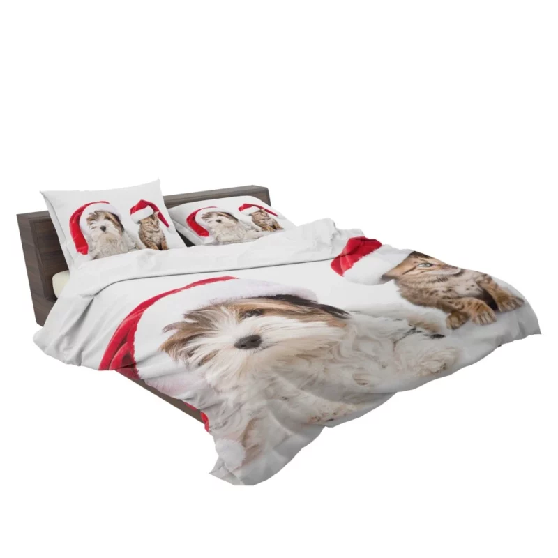 Cat & Dog Santa Playtime Festive Frolic Bedding Set 2