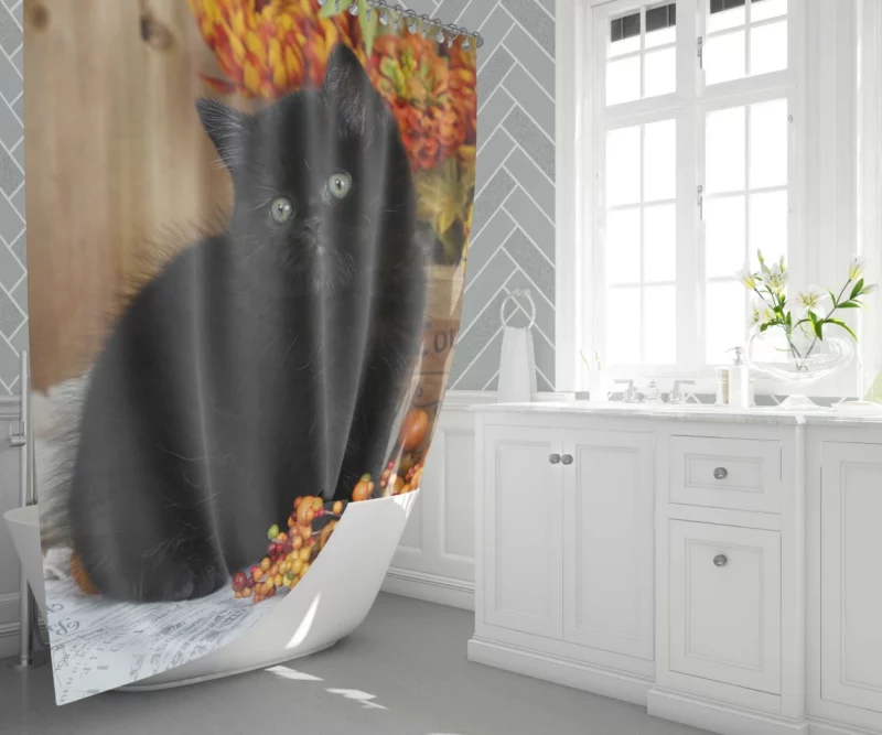 Cat Enigmatic Stare Feline Intrigue Shower Curtain 1